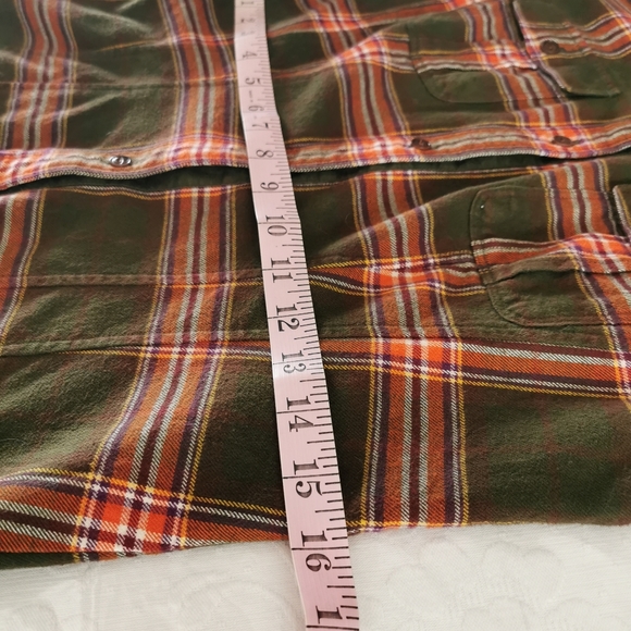 ELand Plaid Green & Orange Flannel Shirt - Picture 7 of 9